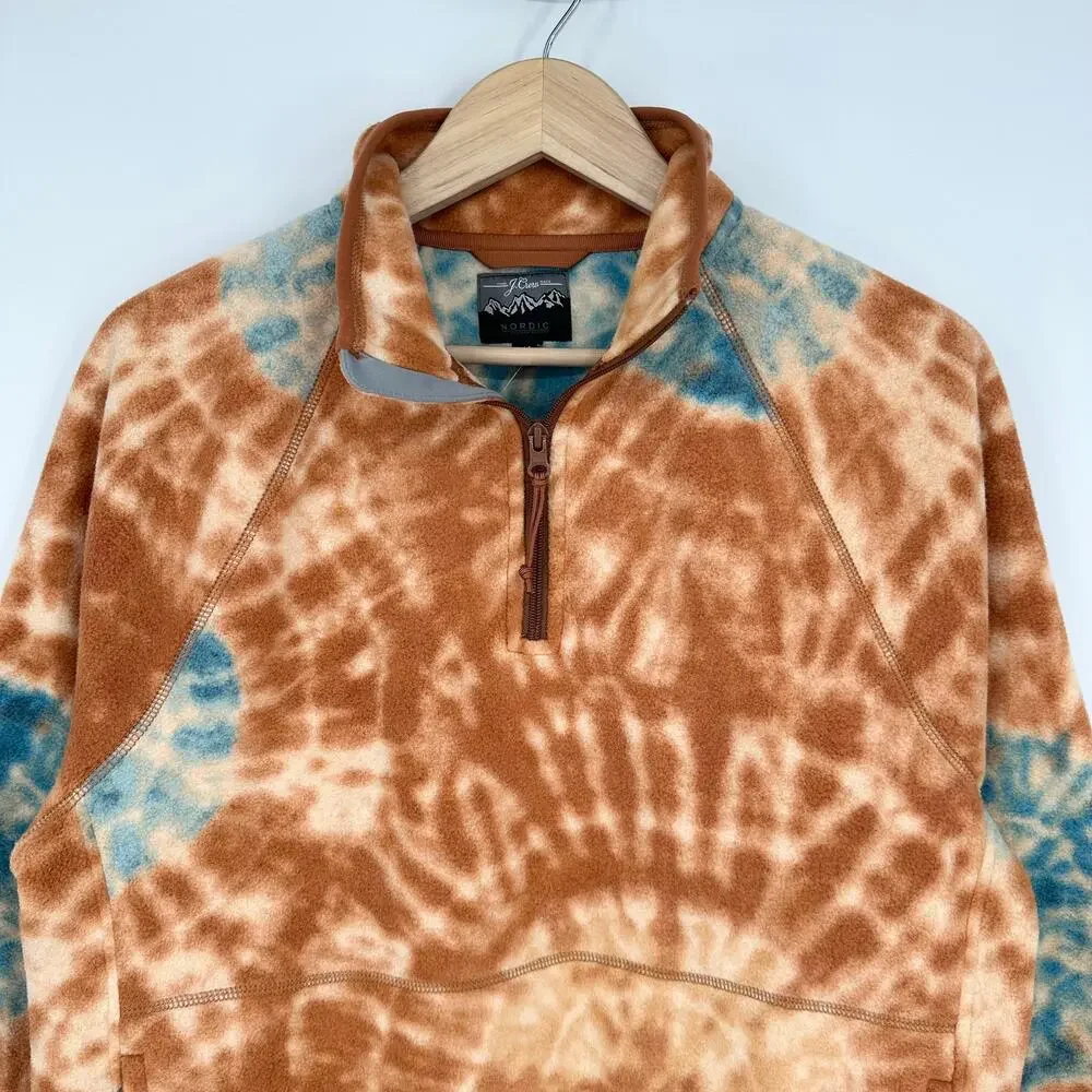 J. Crew Micro Fleece Half Zip Pullover Tie Dye Sweatshirt Jacket AT998 NWT